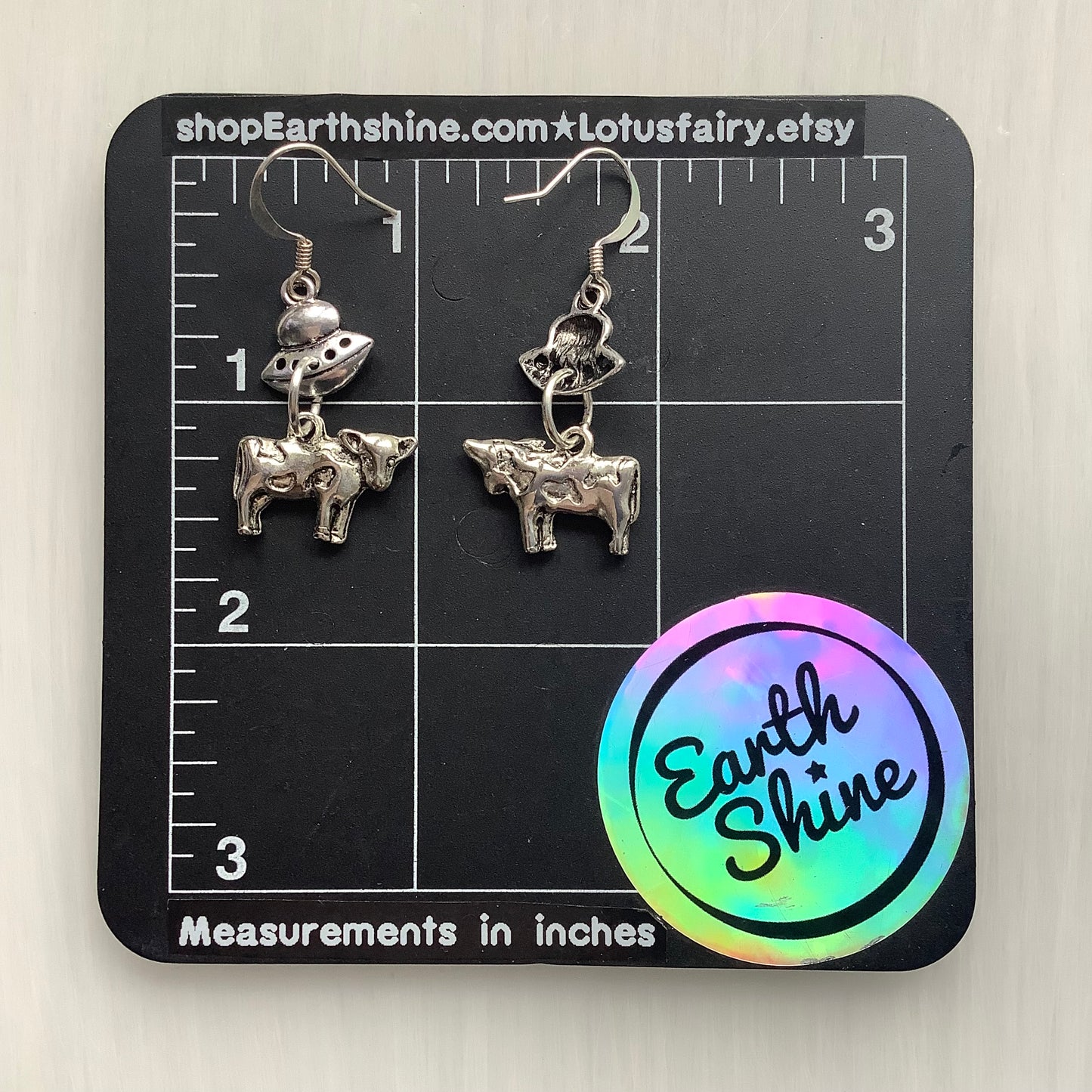 UFO Alien Cow abduction earrings