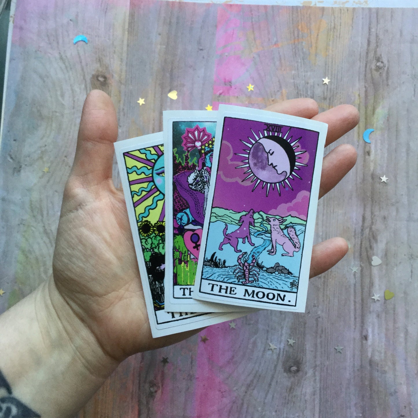 Tarot Stickers, The Moon, The Sun, The Empress, Vinyl Waterproof