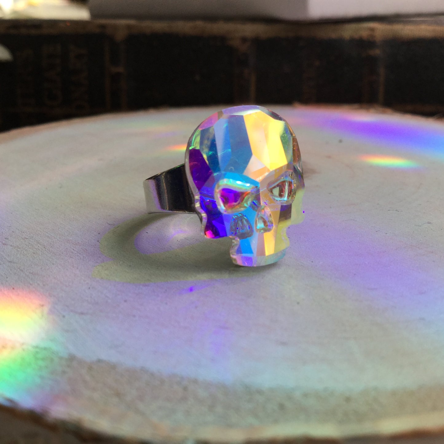 Crystal Skull ring - Adjustable