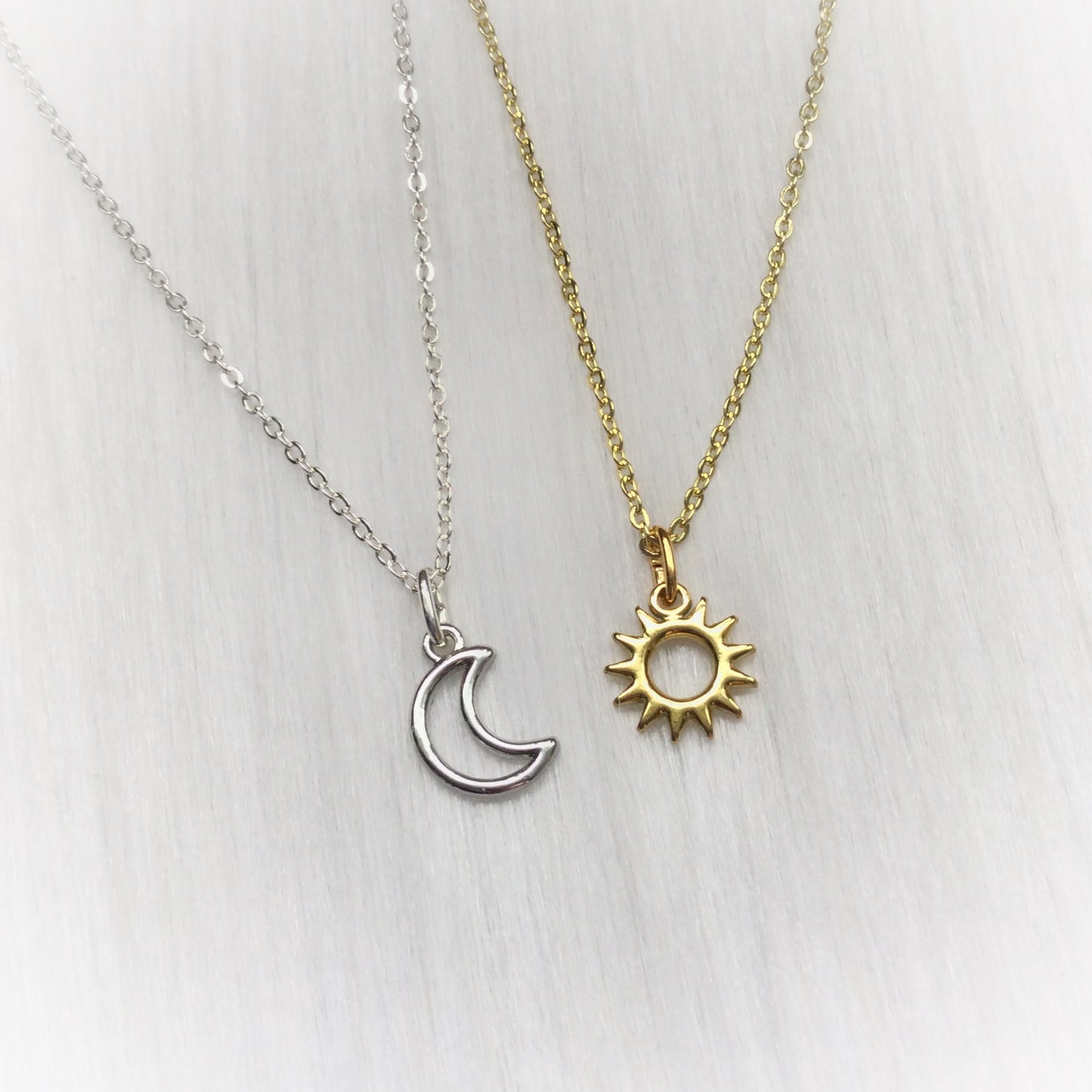 Sun and Moon friendship necklaces, Dainty, Minimalist Jewelry