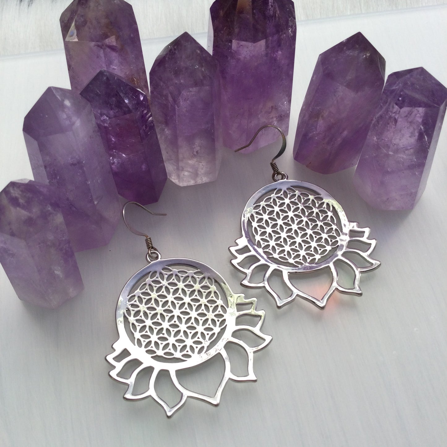 Large Flower of Life Lotus earrings