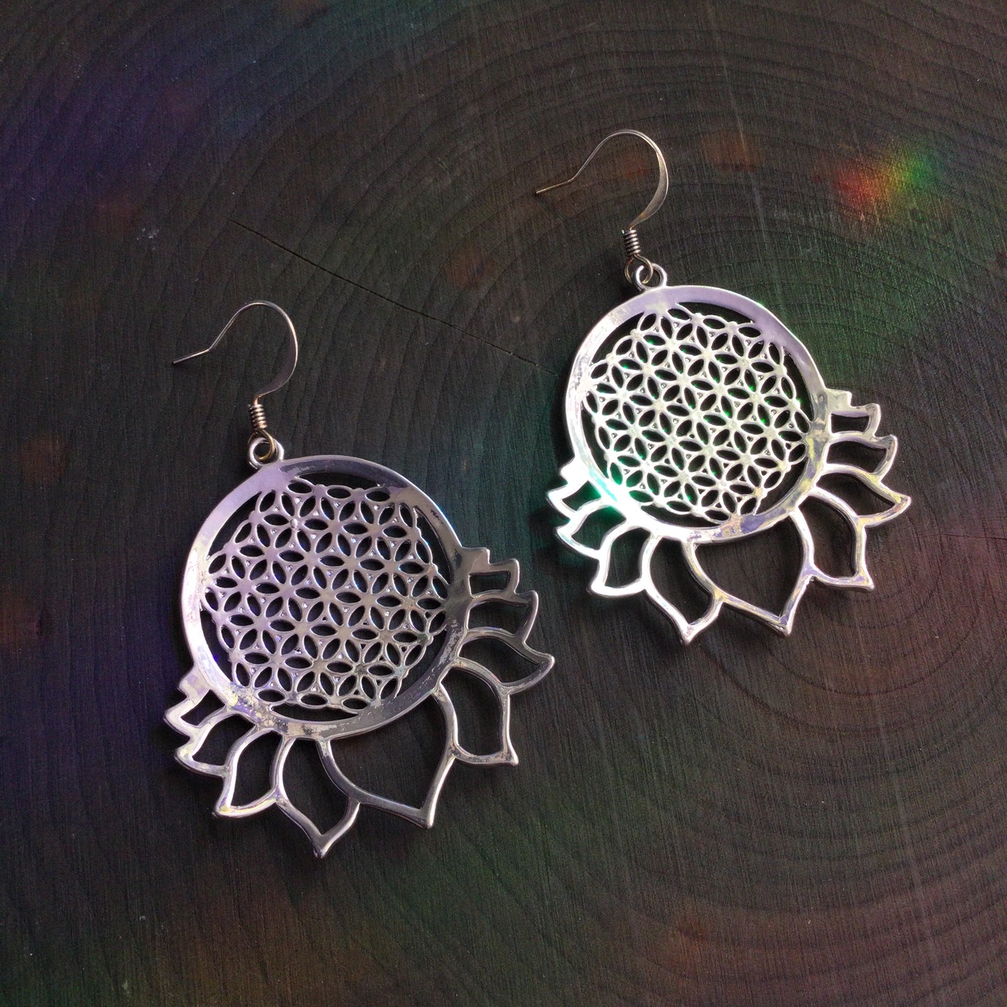 Large Flower of Life Lotus earrings