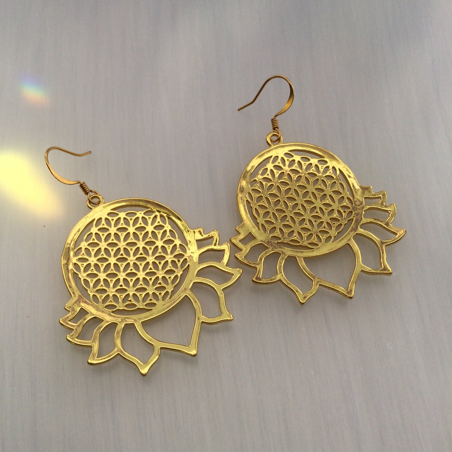 Large Flower of Life Lotus earrings