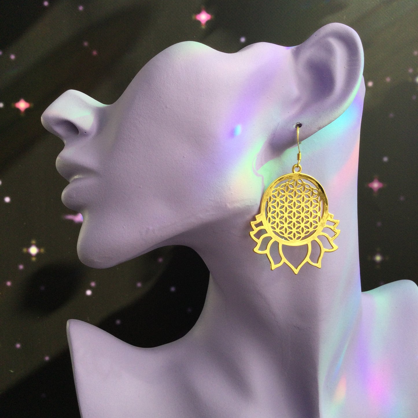 Large Flower of Life Lotus earrings