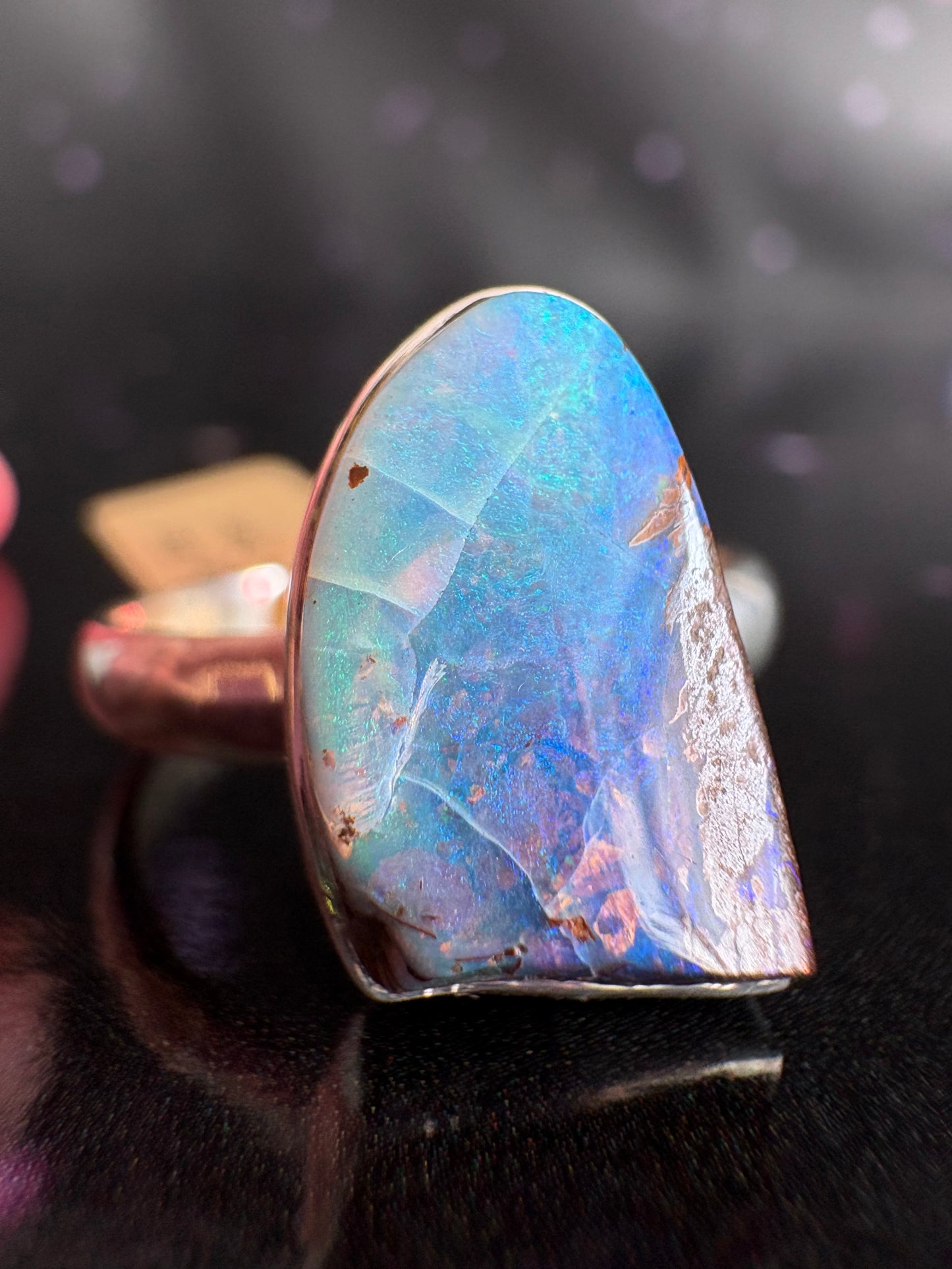 Boulder Opal Ring, size 10, sterling silver