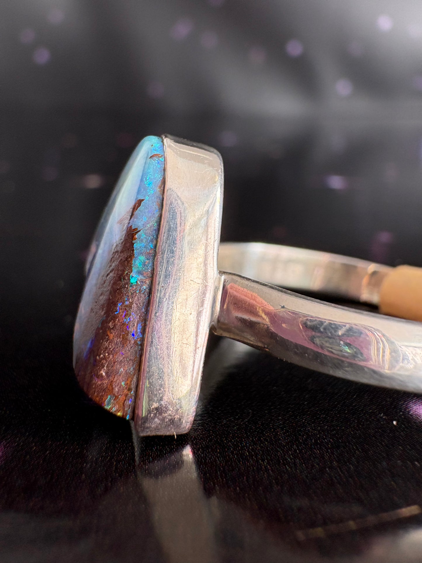 Boulder Opal Ring, size 10, sterling silver