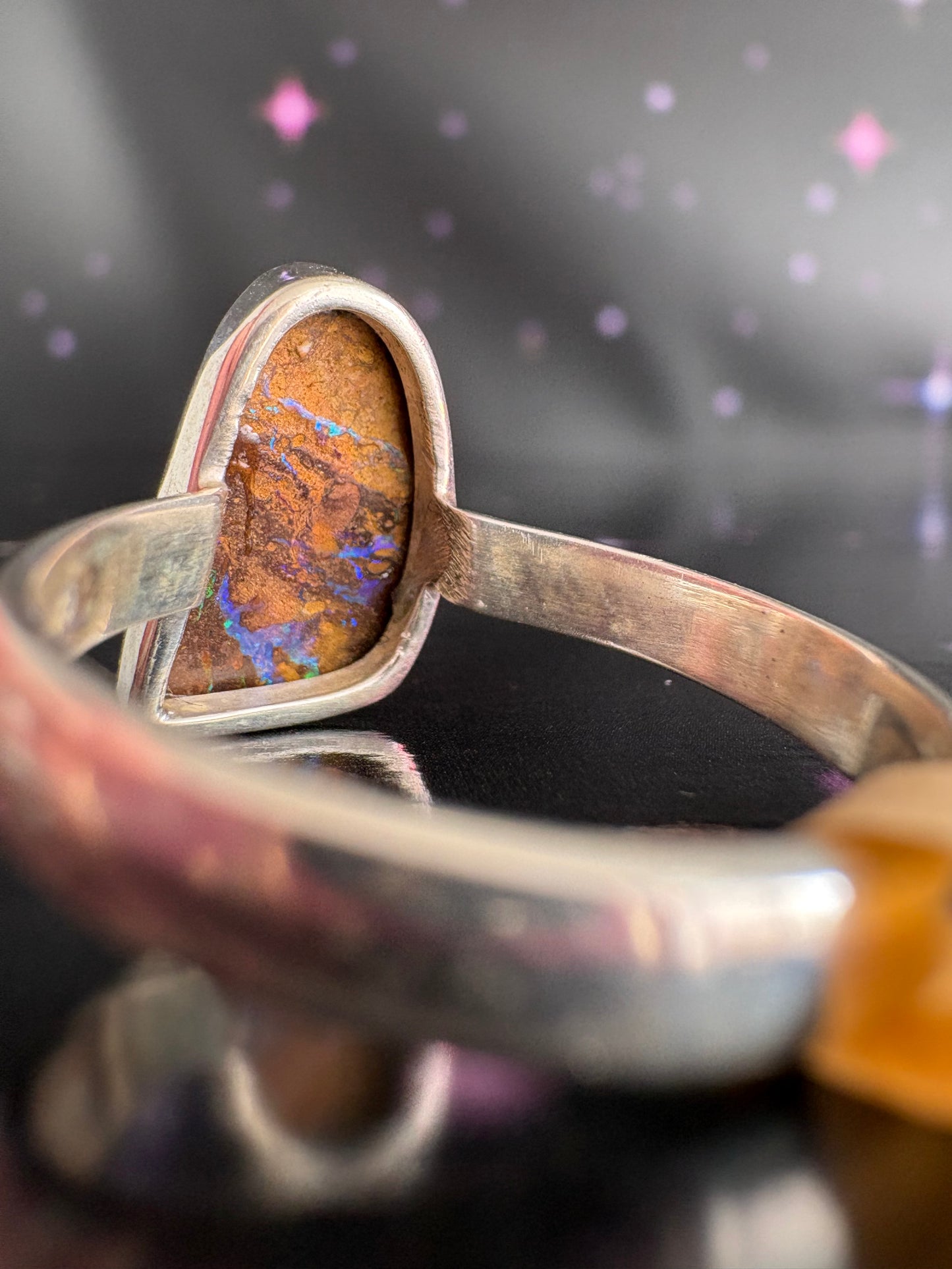 Boulder Opal Ring, size 10, sterling silver