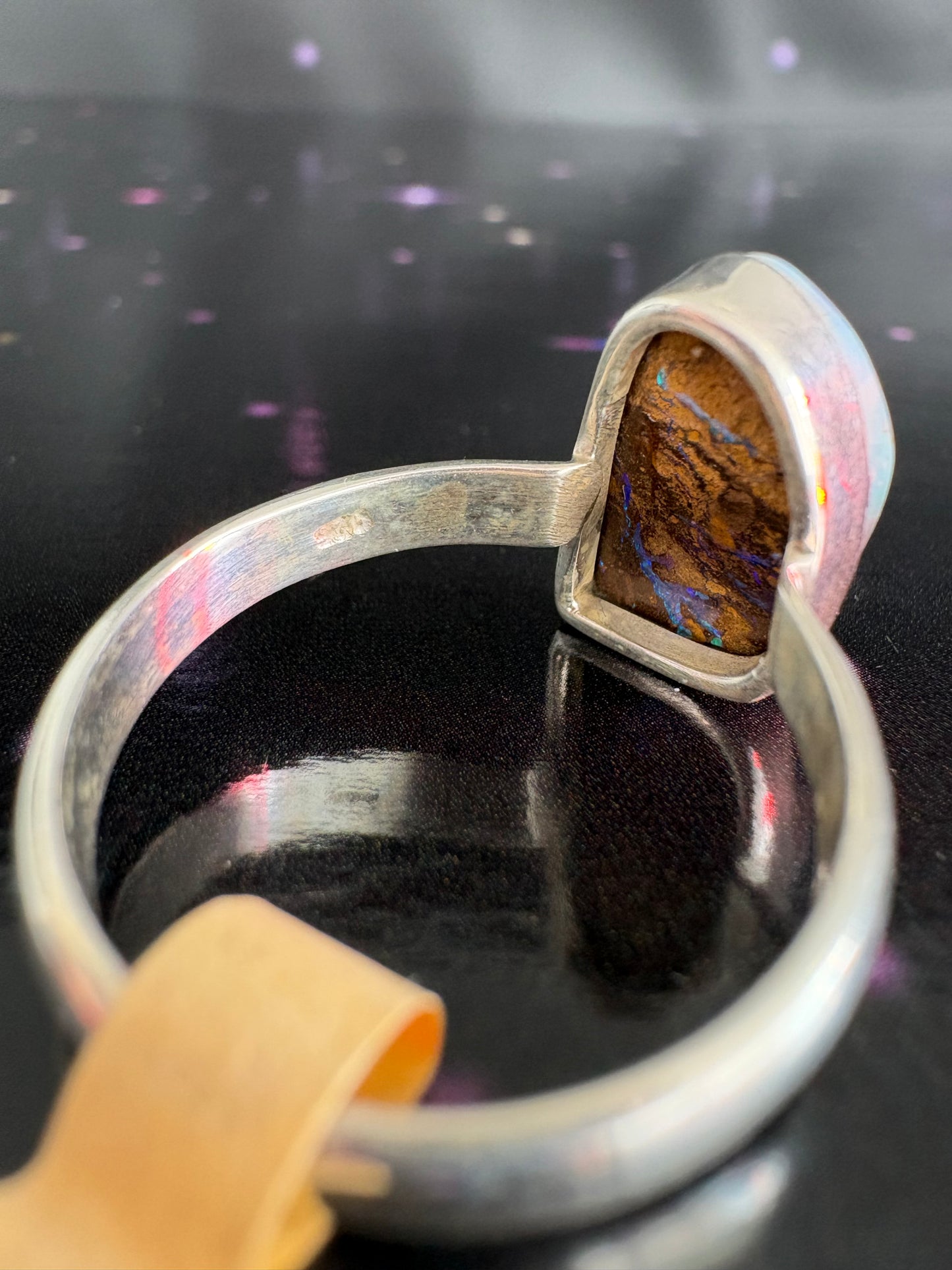 Boulder Opal Ring, size 10, sterling silver