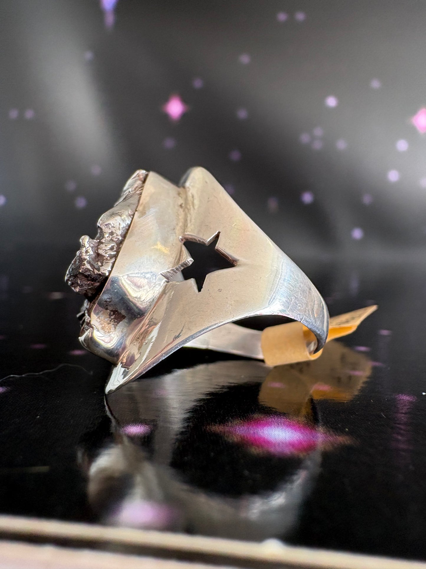 Campo del Cielo Meteorite Ring, size 8.5 sterling silver
