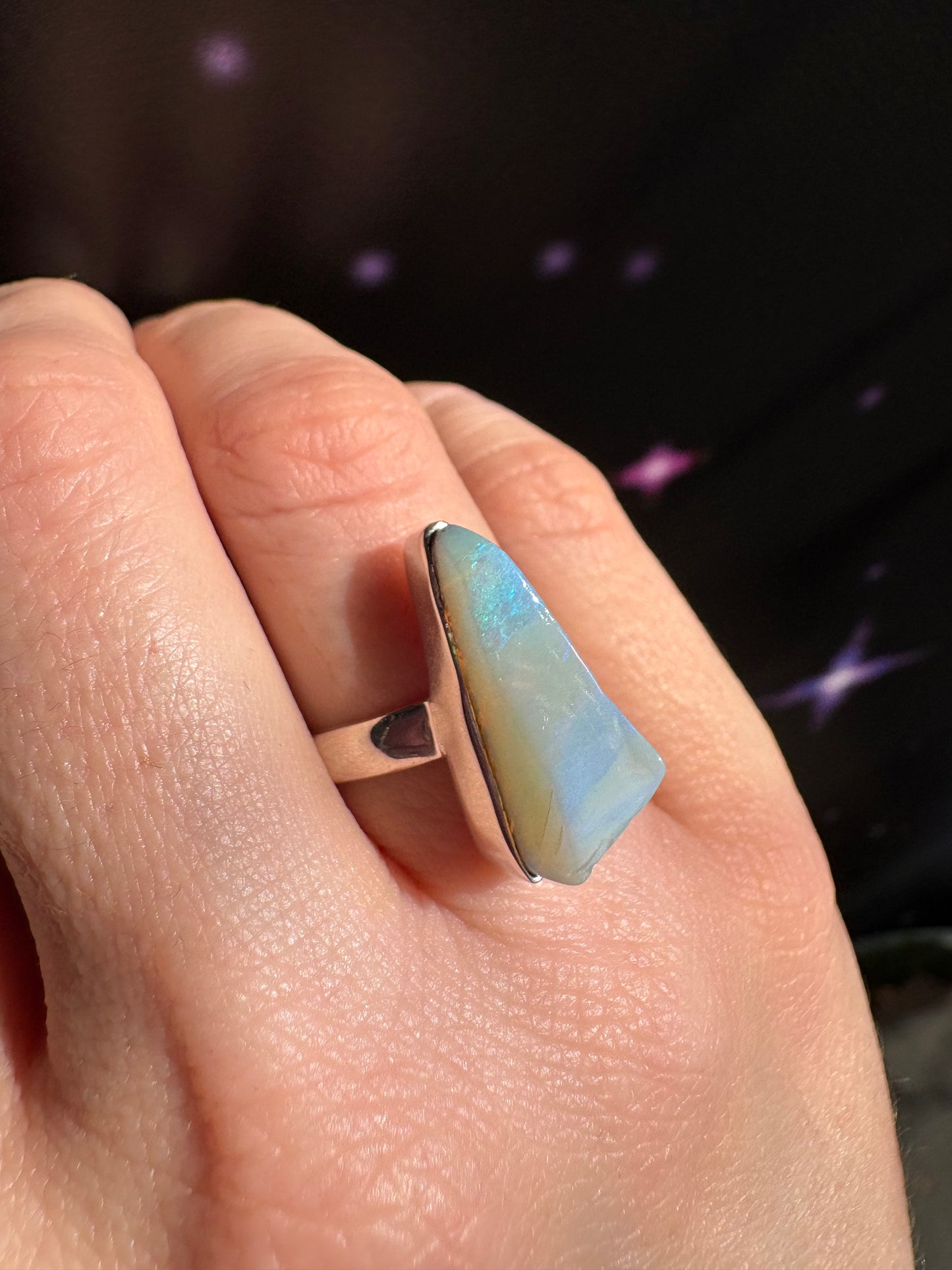Boulder Opal Ring, size 6, sterling silver