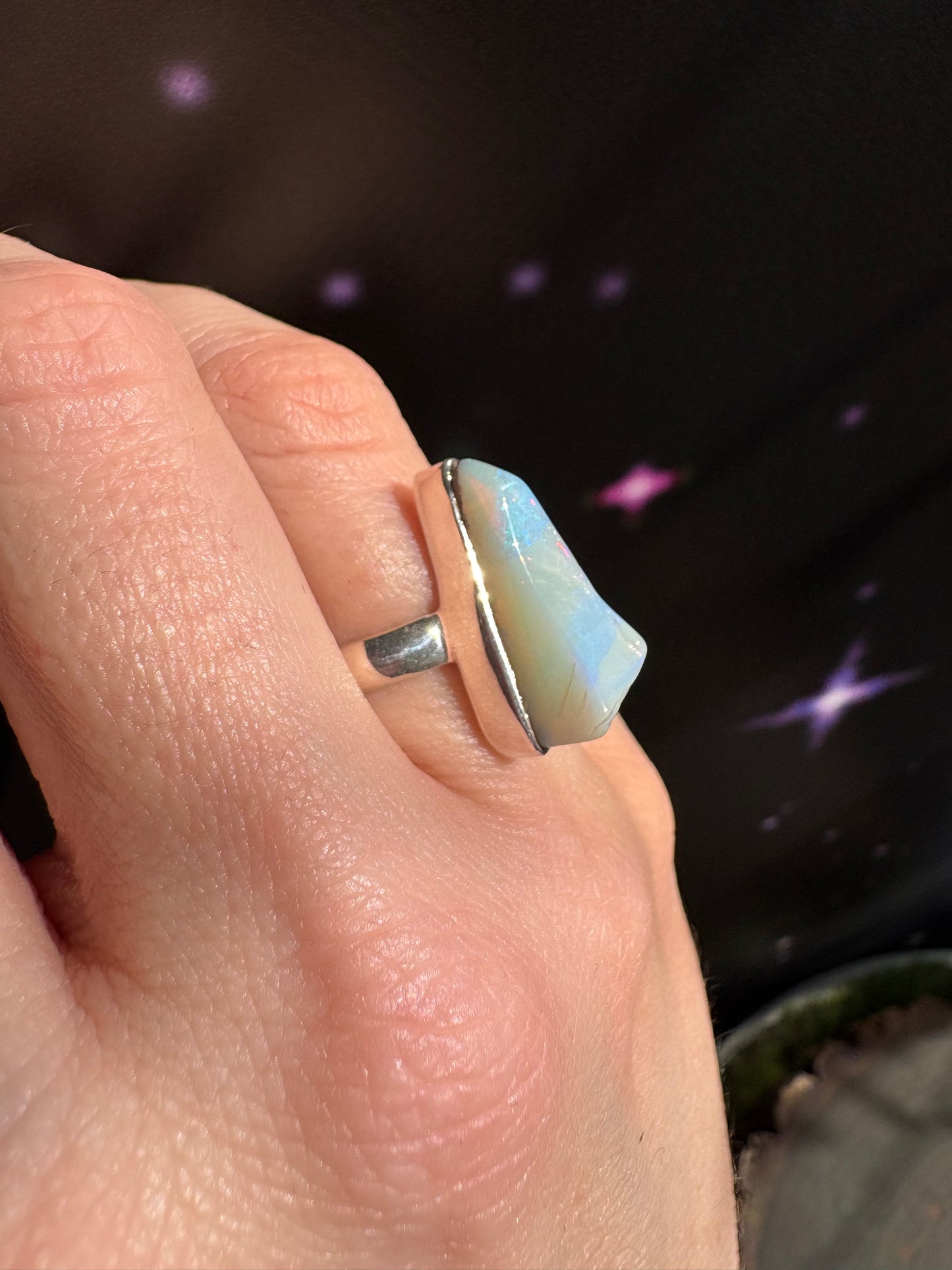 Boulder Opal Ring, size 6, sterling silver