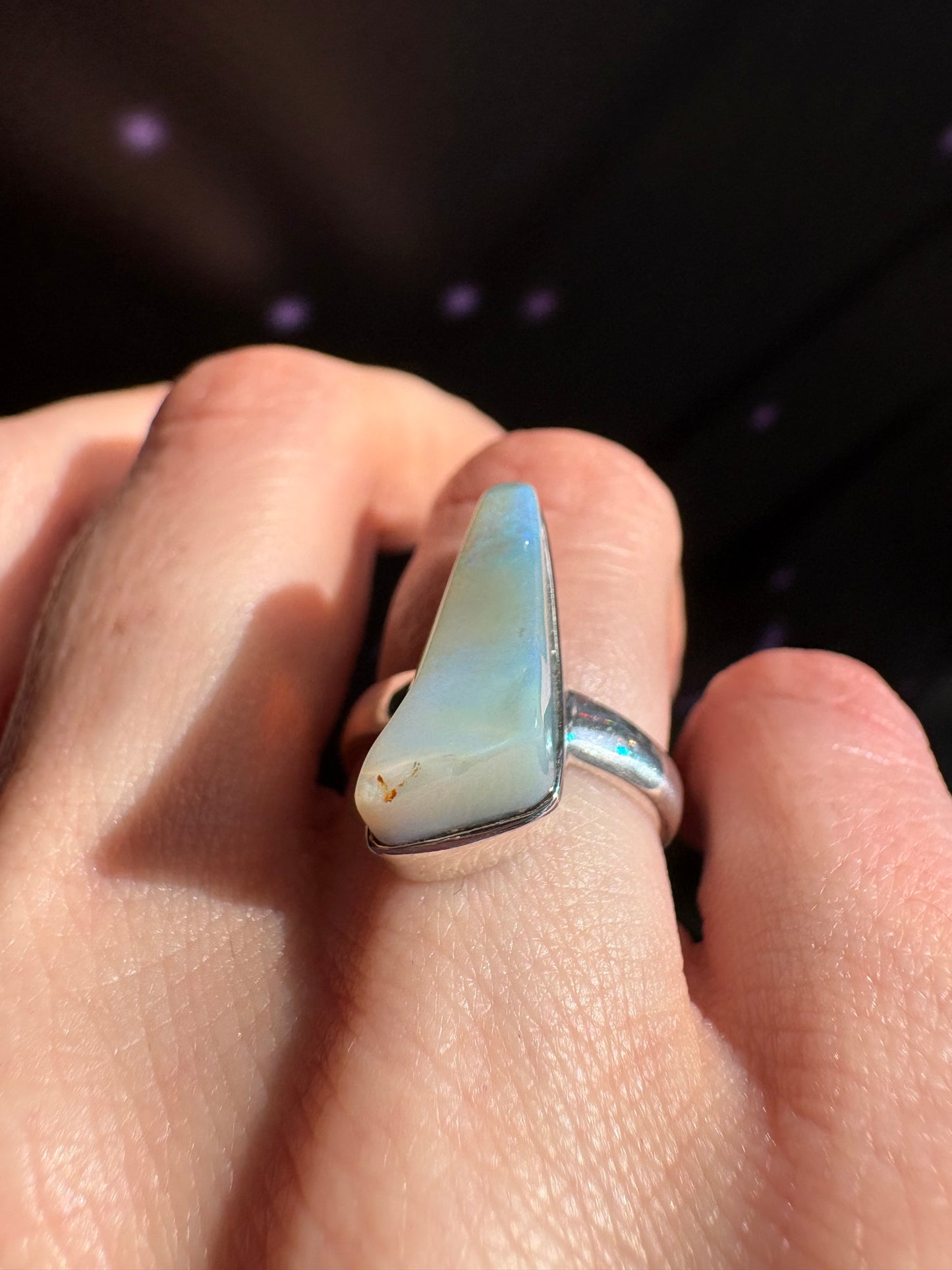Boulder Opal Ring, size 6, sterling silver