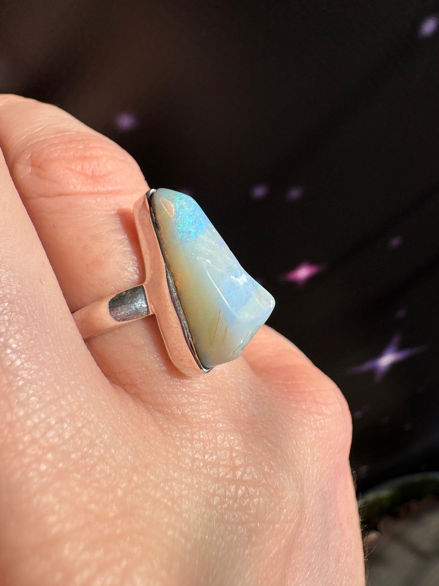 Boulder Opal Ring, size 6, sterling silver