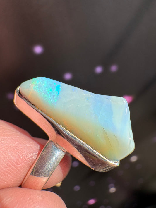 Boulder Opal Ring, size 6, sterling silver