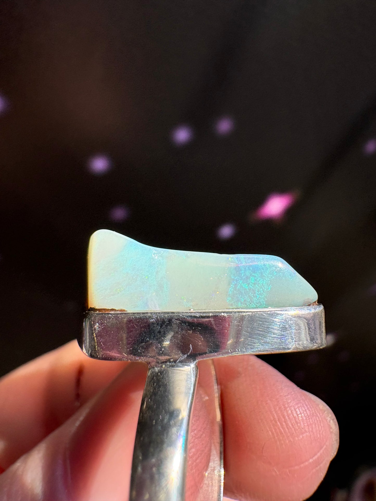 Boulder Opal Ring, size 6, sterling silver