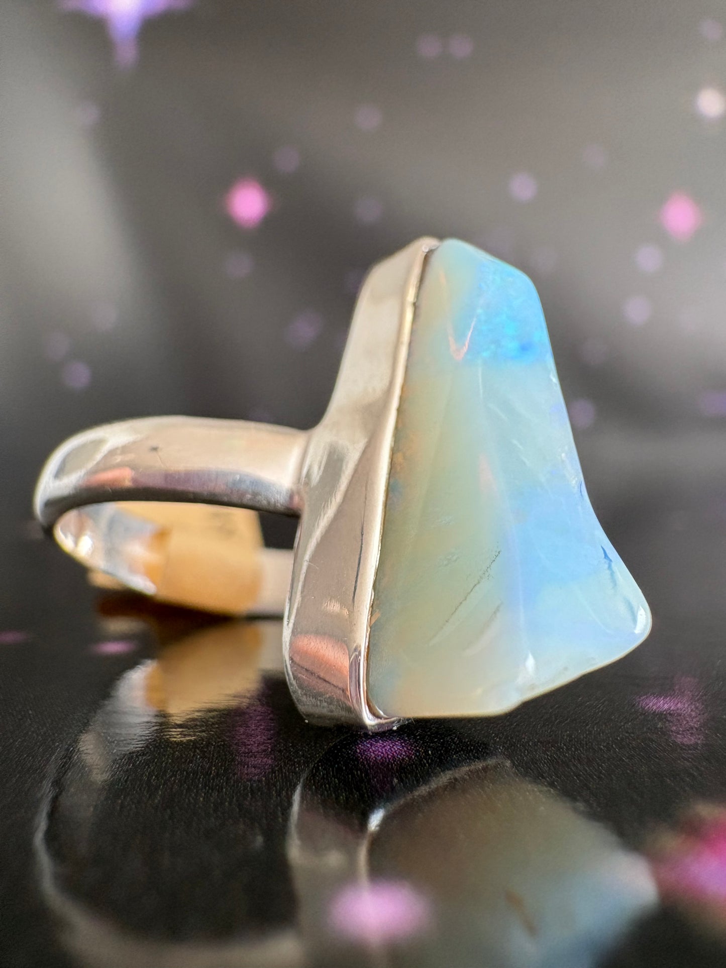 Boulder Opal Ring, size 6, sterling silver