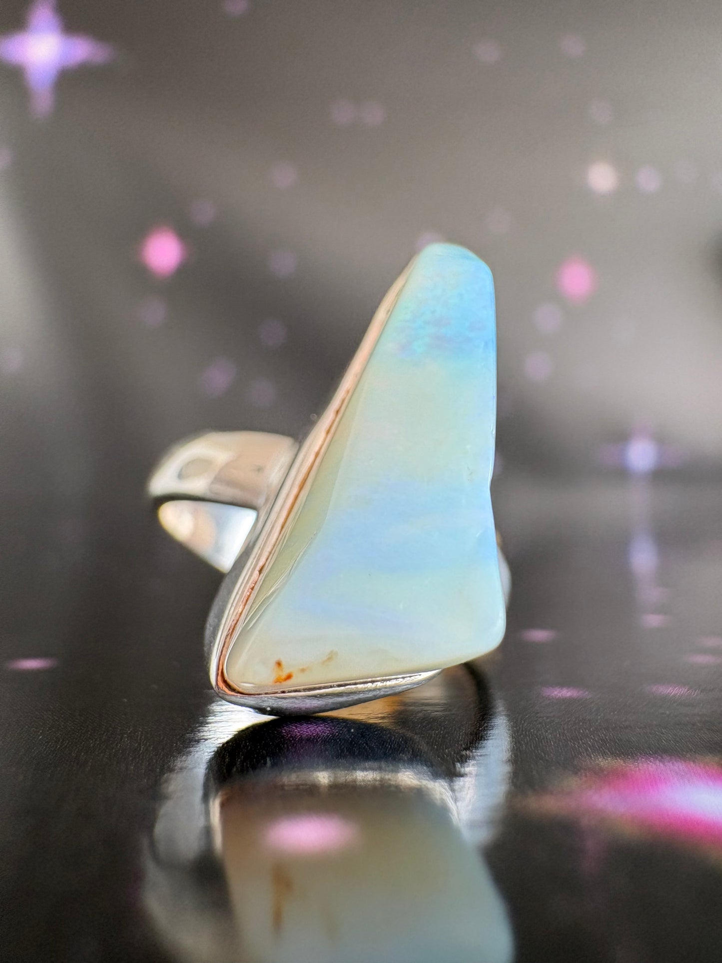 Boulder Opal Ring, size 6, sterling silver