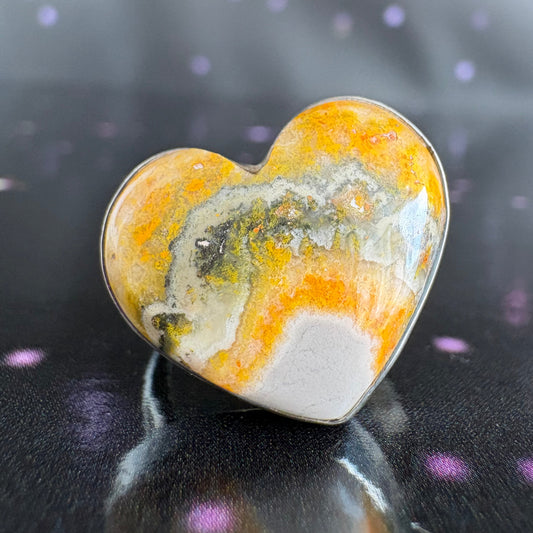 Bumblebee Jasper ring, size 6, sterling silver Heart stone