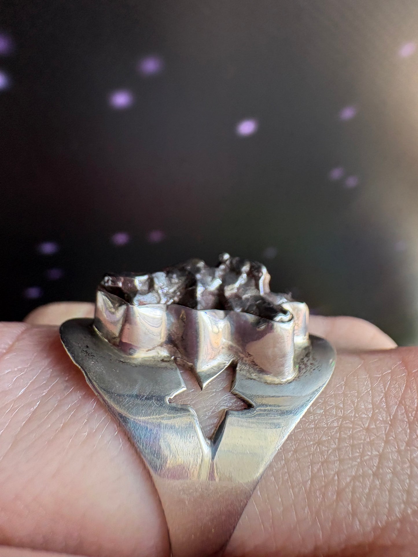 Campo del Cielo Meteorite Ring, size 8.5 sterling silver