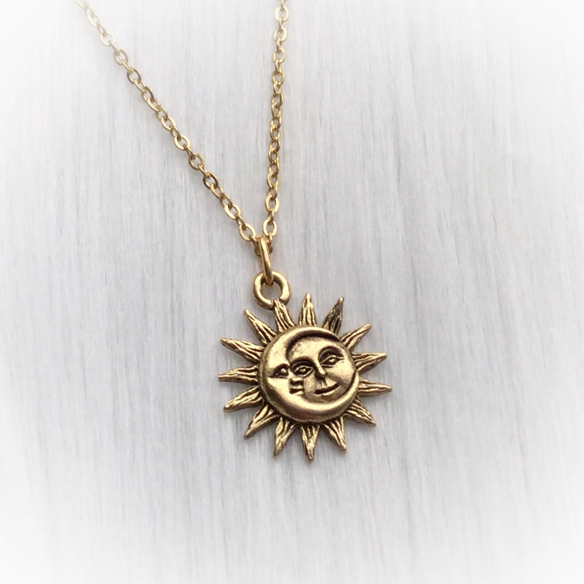 Sun and Moon face necklace