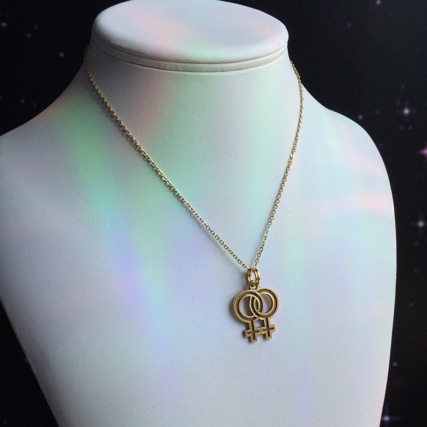 Double Female symbol, Venus, queer lesbian necklace