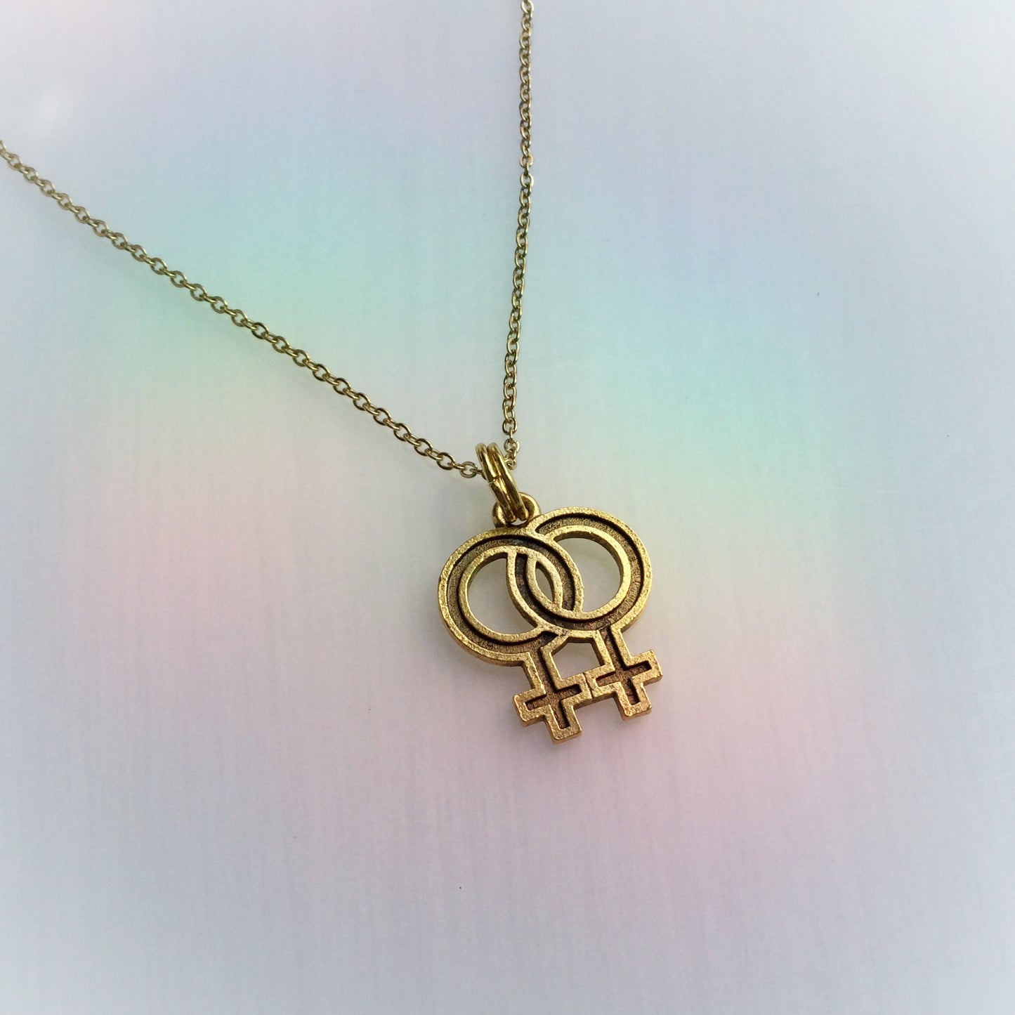 Double Female symbol, Venus, queer lesbian necklace