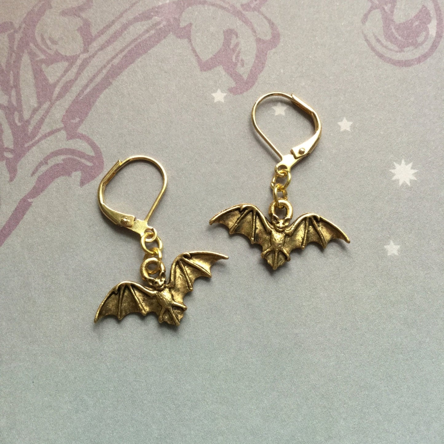 Bat earrings, in silver or gold