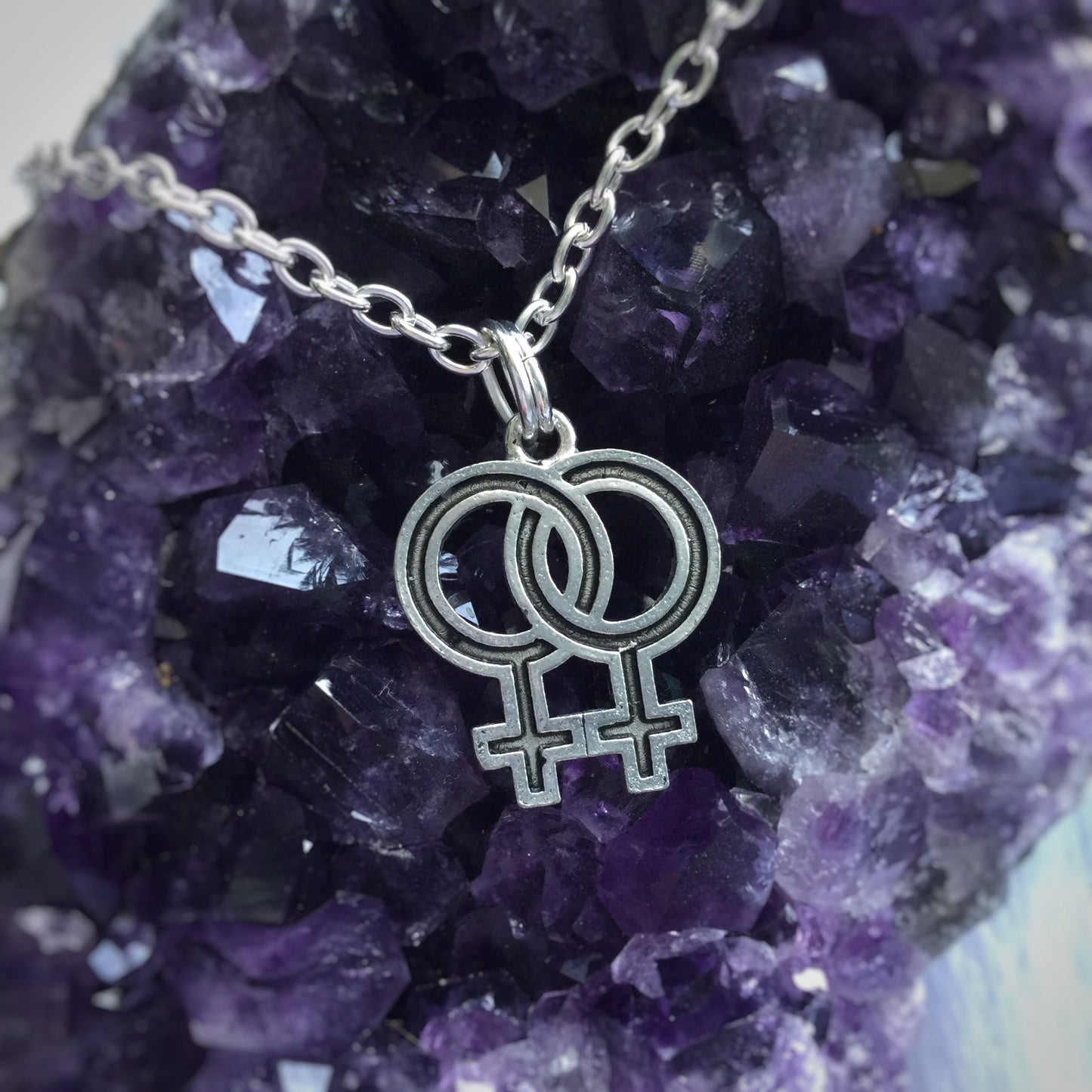 Double Female symbol, Venus, queer lesbian necklace