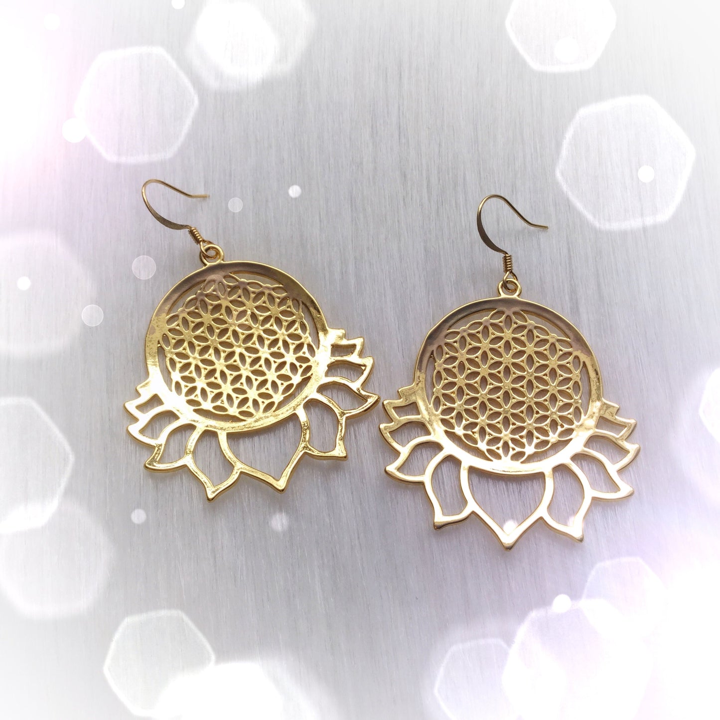 Large Flower of Life Lotus earrings