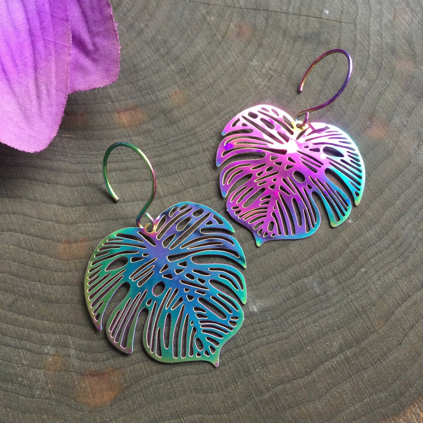 Rainbow Leaf earrings