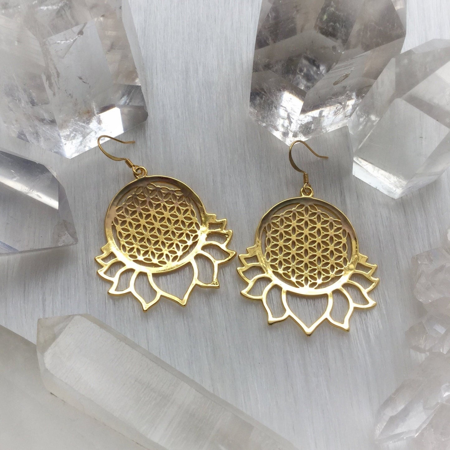 Large Flower of Life Lotus earrings