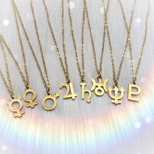 Astronomical Planetary Symbol Glyph Necklace