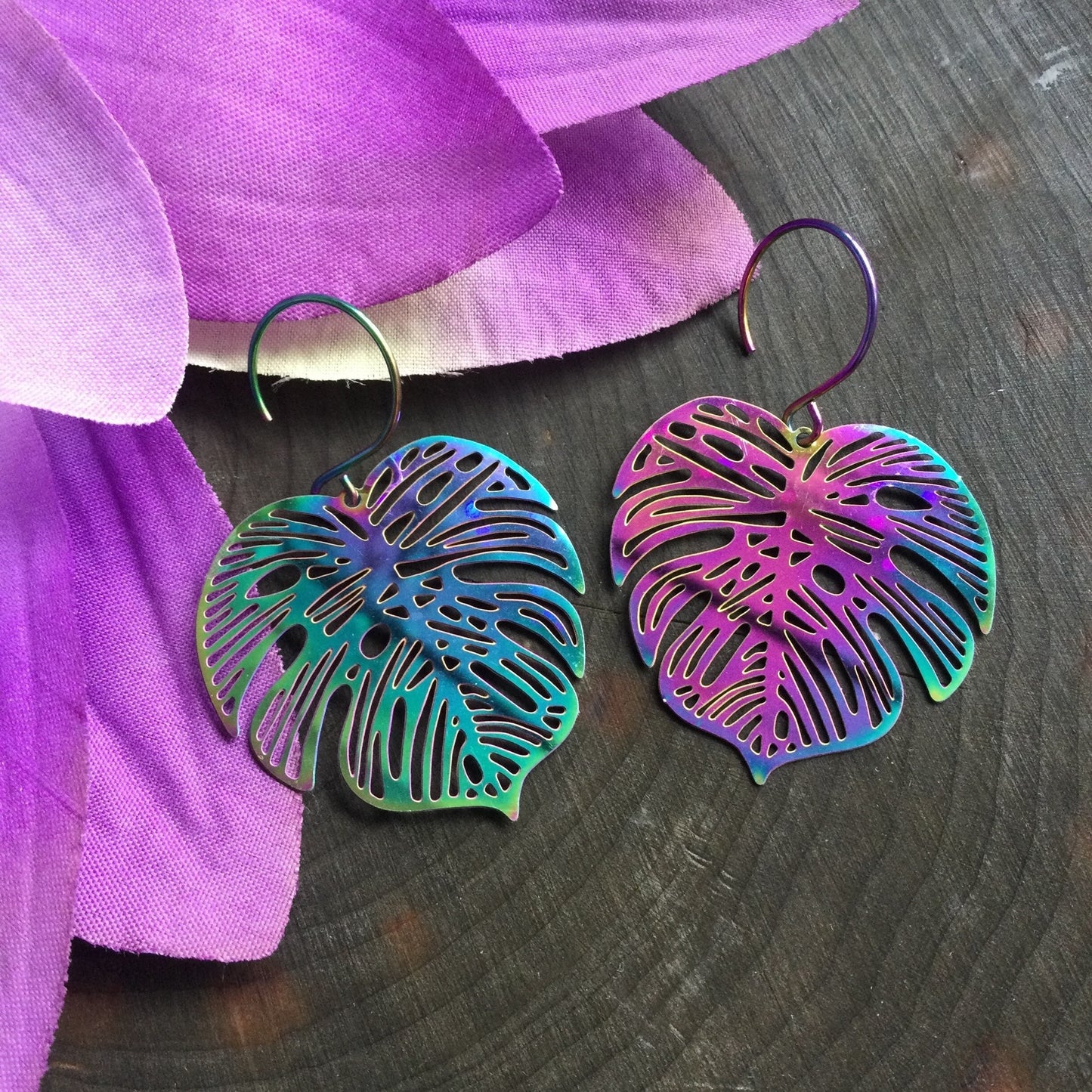 Rainbow Leaf earrings