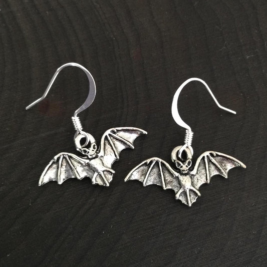 Bat earrings, in silver or gold