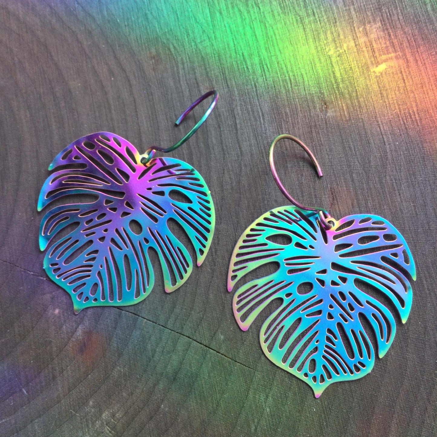 Rainbow Leaf earrings