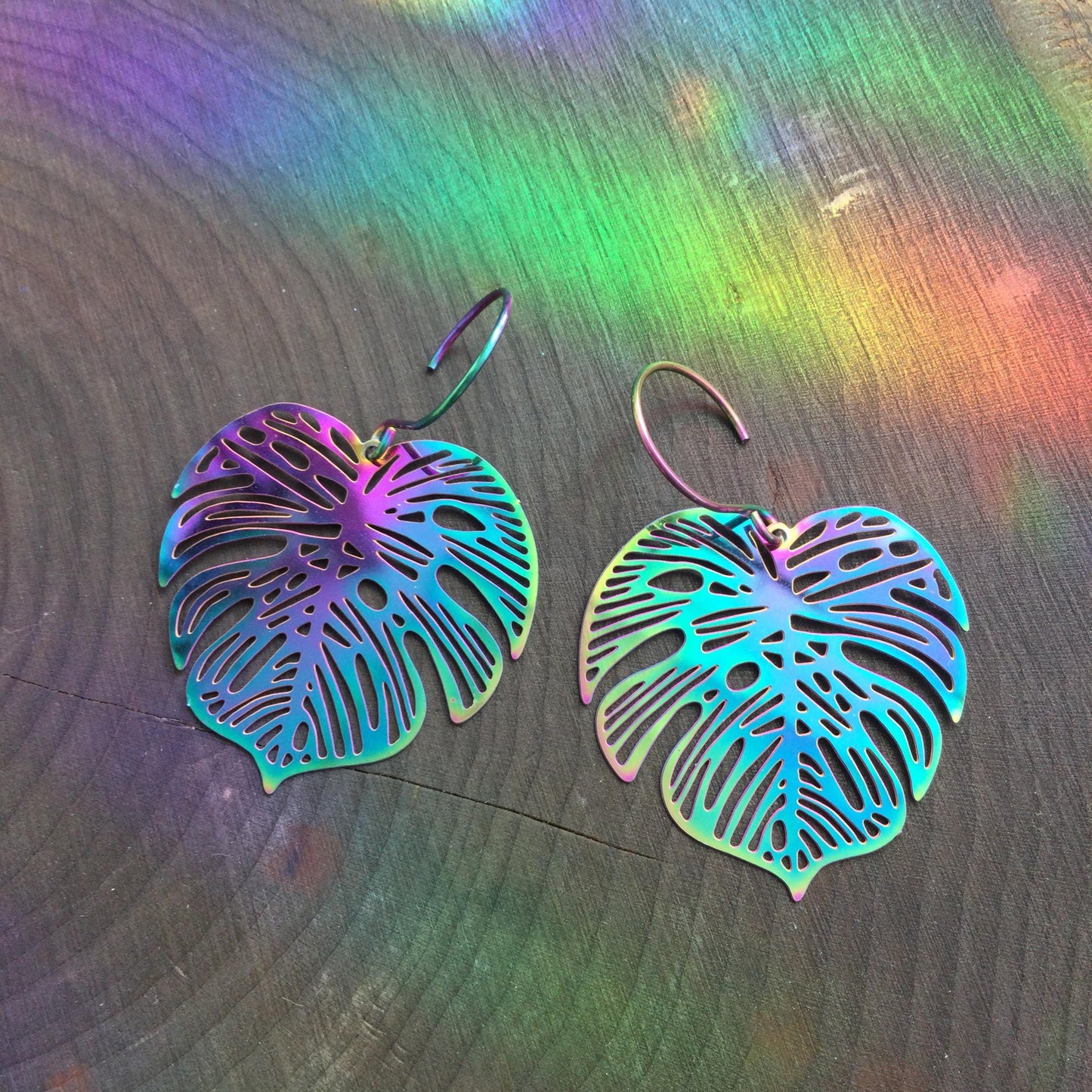 Rainbow Leaf earrings