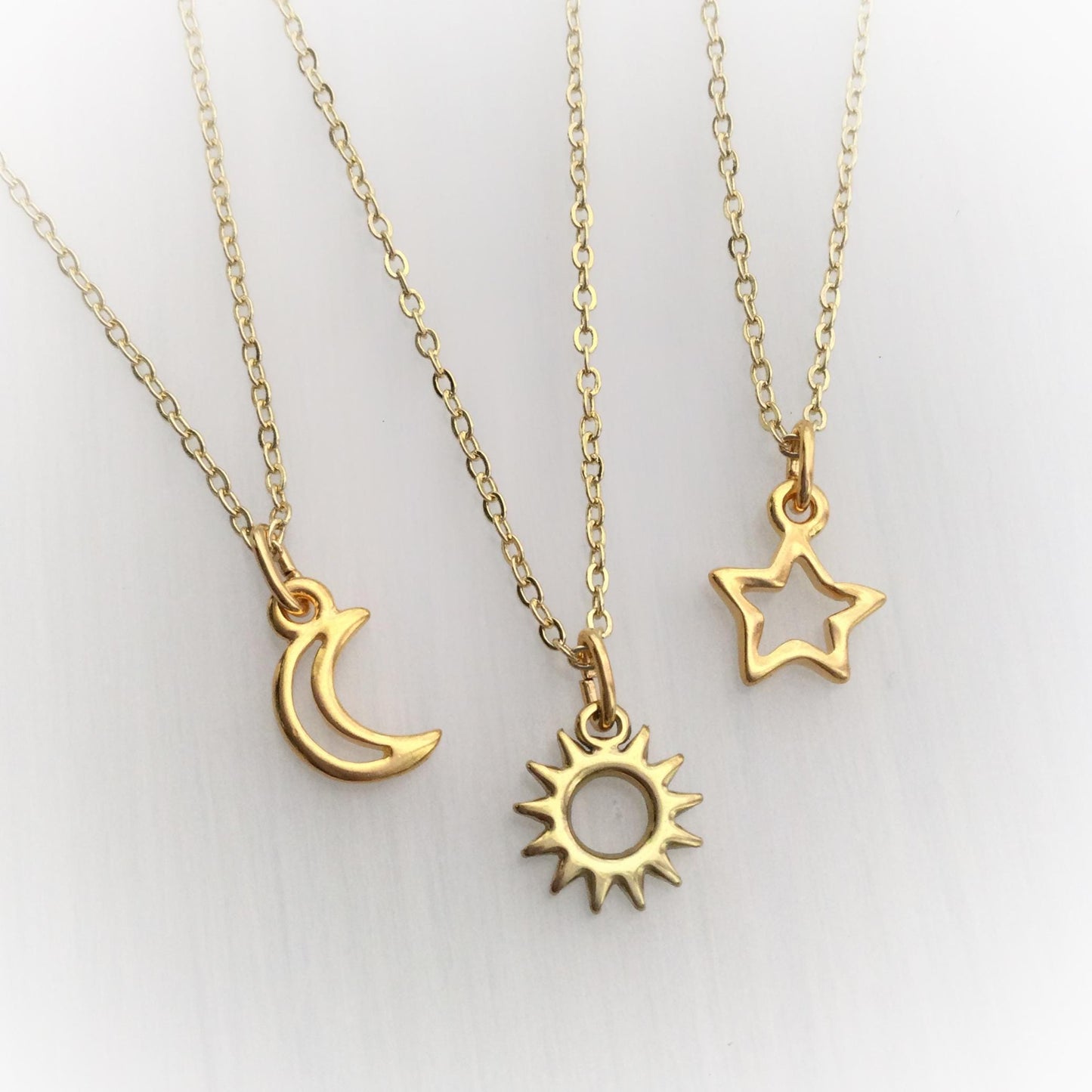 Dainty Gold Sun, Moon or Star necklaces