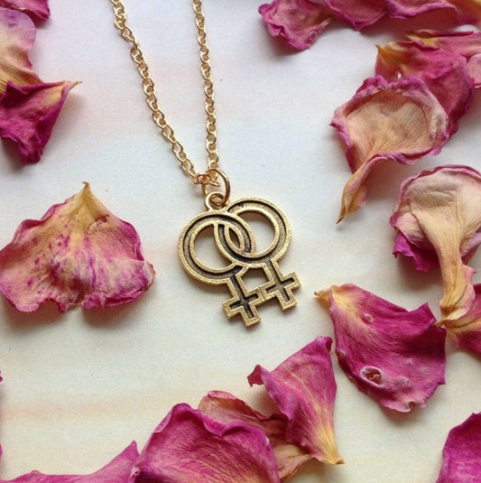 Double Female symbol, Venus, queer lesbian necklace