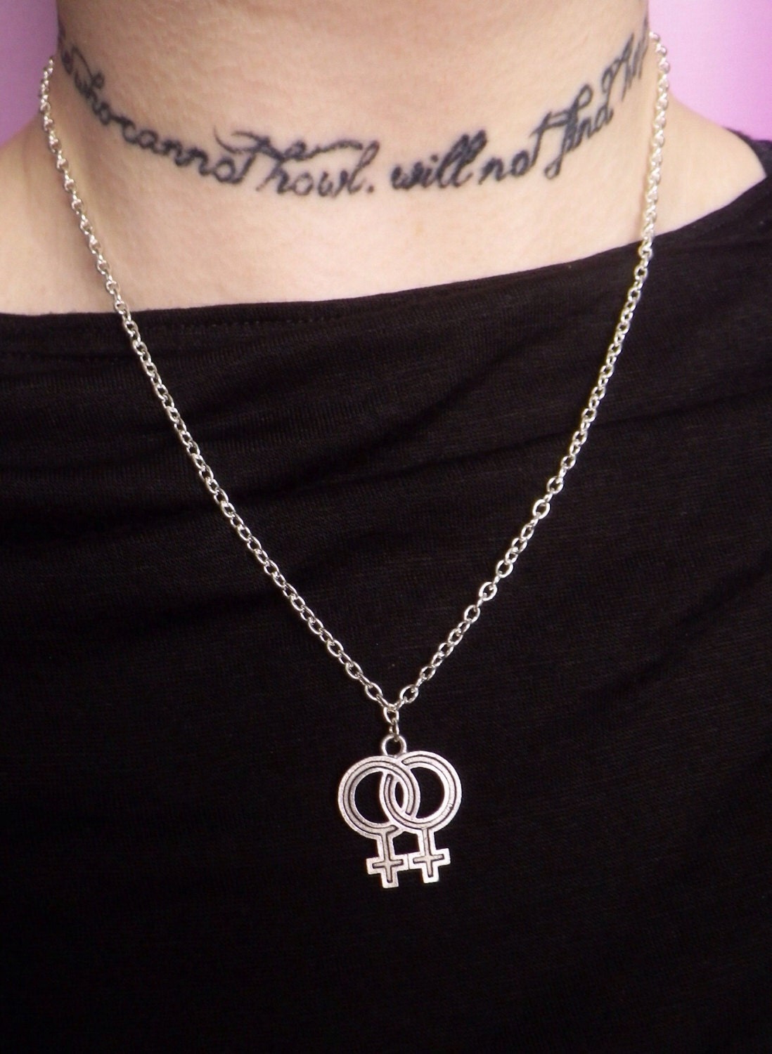 Double Female symbol, Venus, queer lesbian necklace